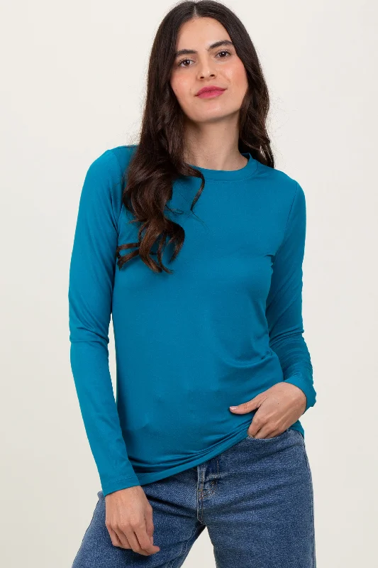 Gym jacketTeal Basic Long Sleeve Top