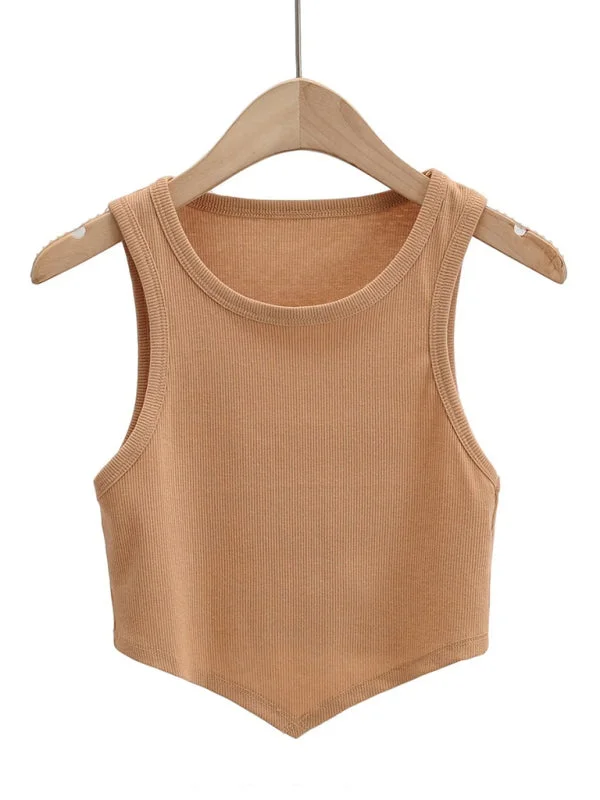 Running tankSummer Must-Have: Casual Crop Tank Top in Cotton Blend