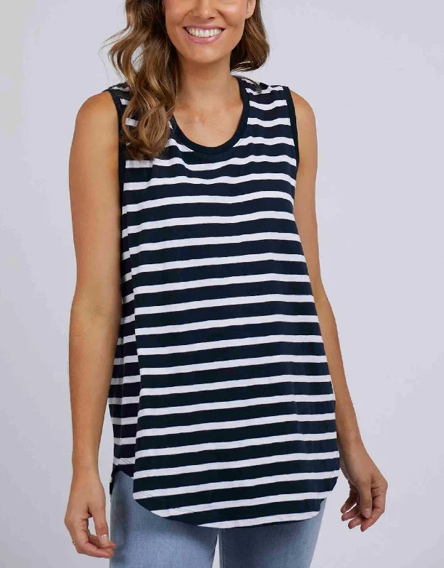 Athletic singletScoop Tank - Navy With White Stripe