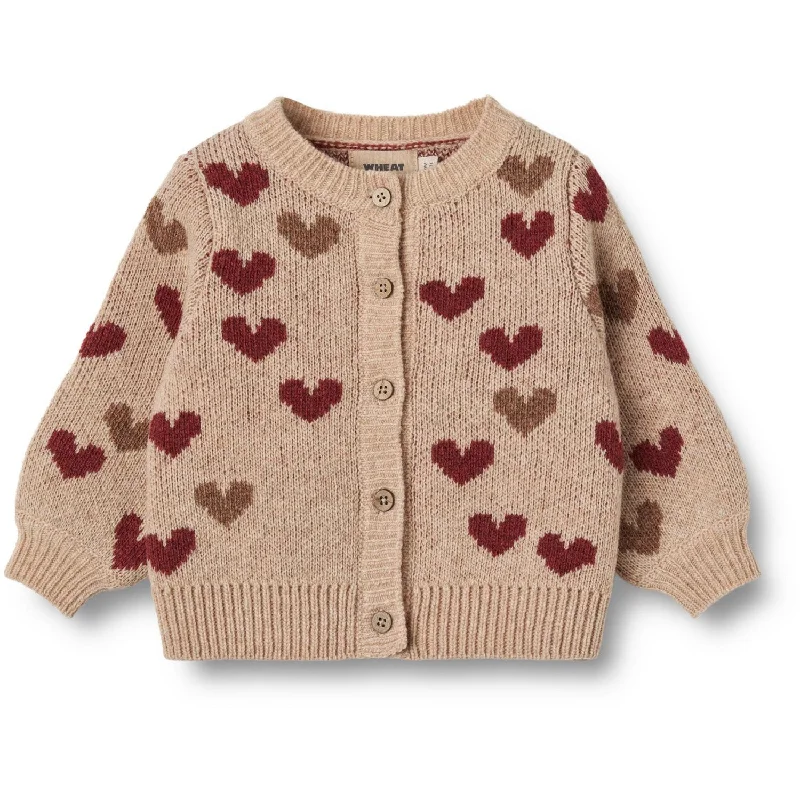 Color-block cardiganWheat Offwhite Jacquard Cardigan Hearts