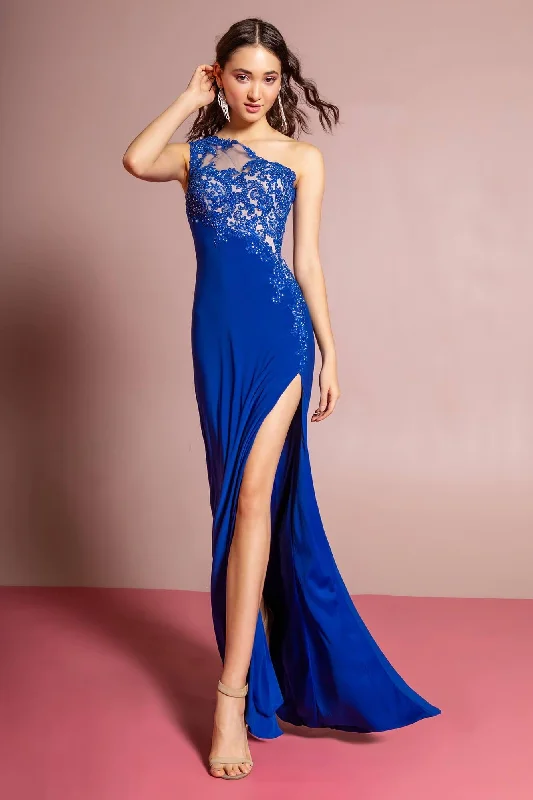 TightcurlLong Formal One Shoulder Prom Dress with Side Slit