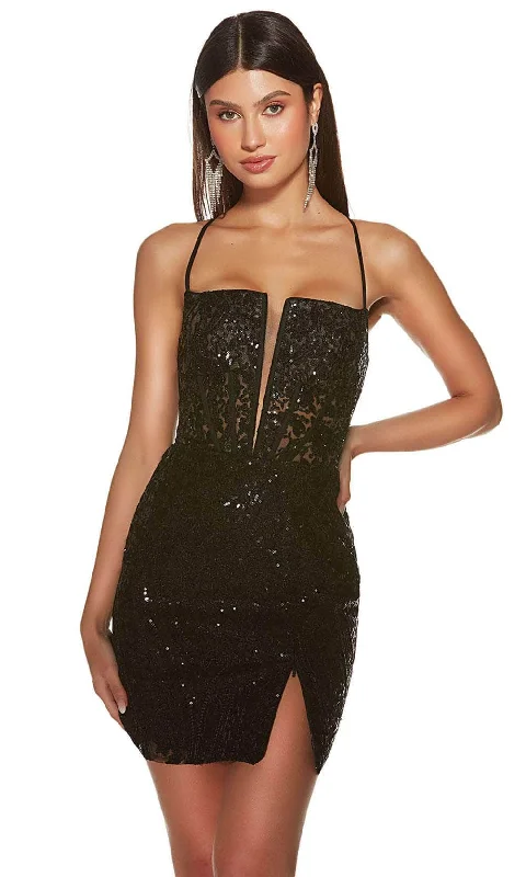 TightlaceAlyce Paris 4813 - Sleeveless Zipper Slit Cocktail Dress