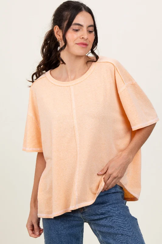 Windproof jacketPeach Solid Tri-Blend Short Sleeve Tunic Top