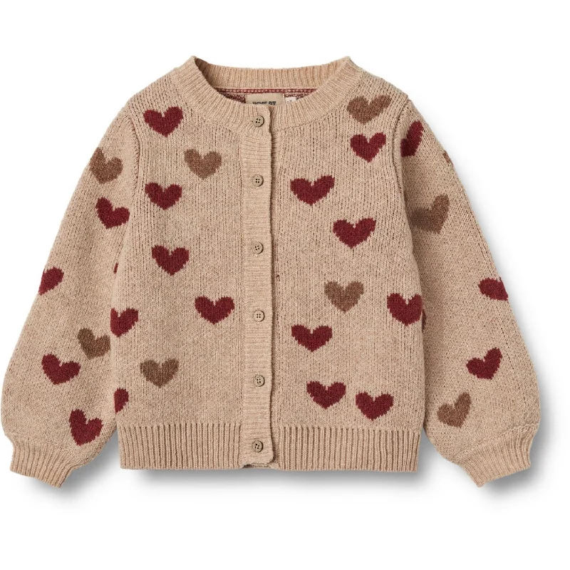 Patchwork cardiganWheat Offwhite Jacquard Cardigan Hearts