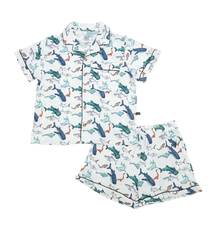 Mesh hoodieWatercolor Sharks Women's Short Sleeve and Shorts Bamboo Pajamas