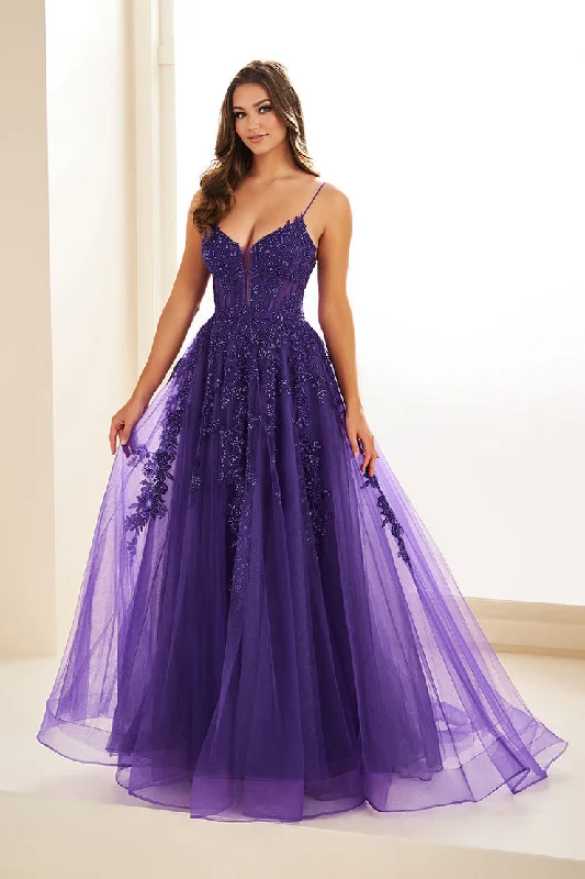 TightstrapEllie Wilde EW34036 - Emrboidered Lace Tulle Prom Gown