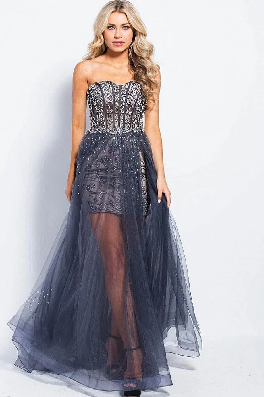 TightlippedJVN by Jovani JVN55886 - Strapless Sweetheart A-Line Dress with Embellishments