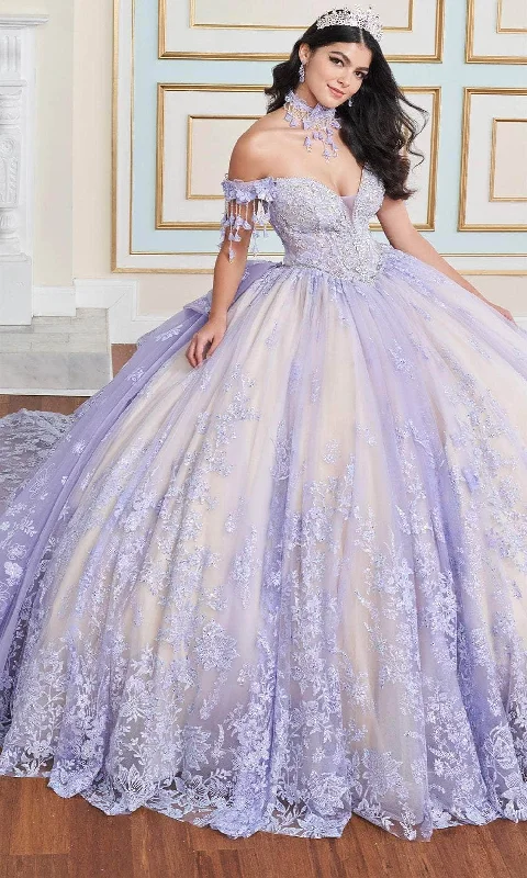 TightcommunityPrincesa by Ariana Vara PR30172 - Off-Shoulder Floral Embellished Ball Gown