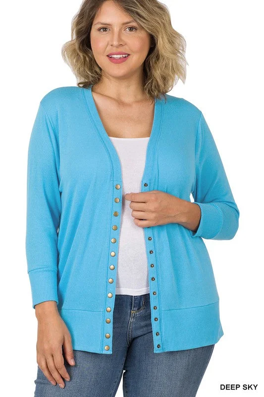 3/4 Sleeve Snap Cardigan