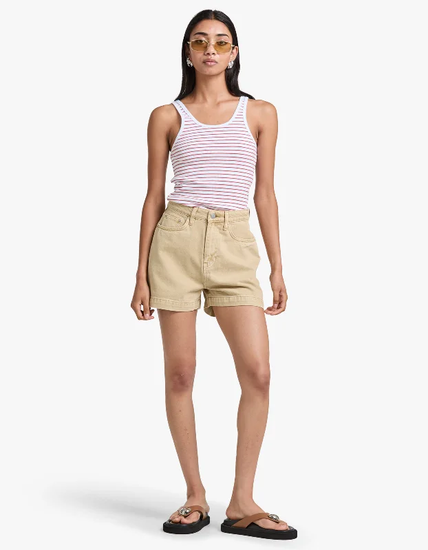 Lightweight tankDrew Stripe Rib Tank - Papaya/White