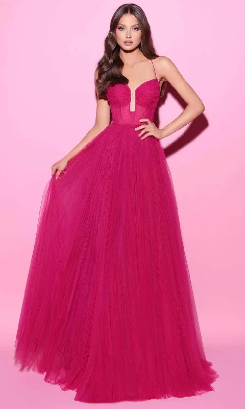 TightsockTarik Ediz 54096 - Spaghetti Strap Tulle Prom Gown