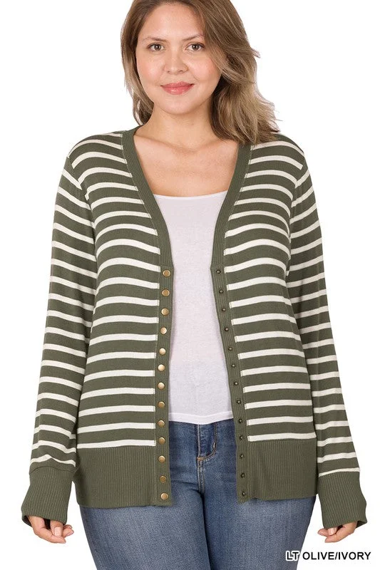 Shawl collar cardiganStriped Snap Cardigan