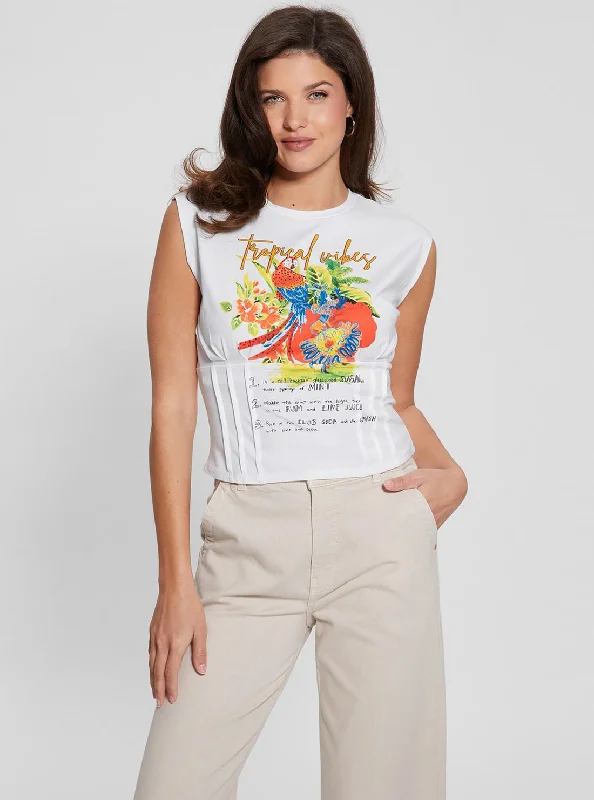 Mesh hoodieEco White Tropical Vibes Corset T-Shirt