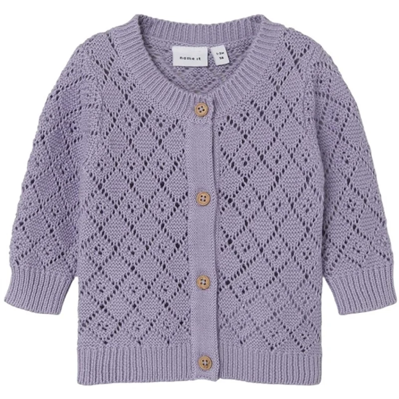 Geometric cardiganName it Heirloom Lilac Desina Knit Cardigan