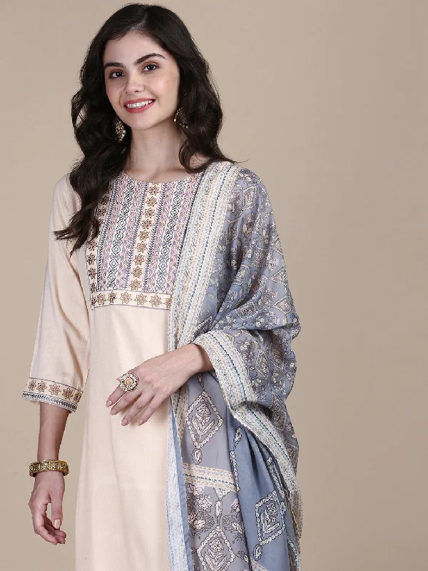 Women Solid Peach Straight Kurta Set with Dupatta-GW-707-Peach