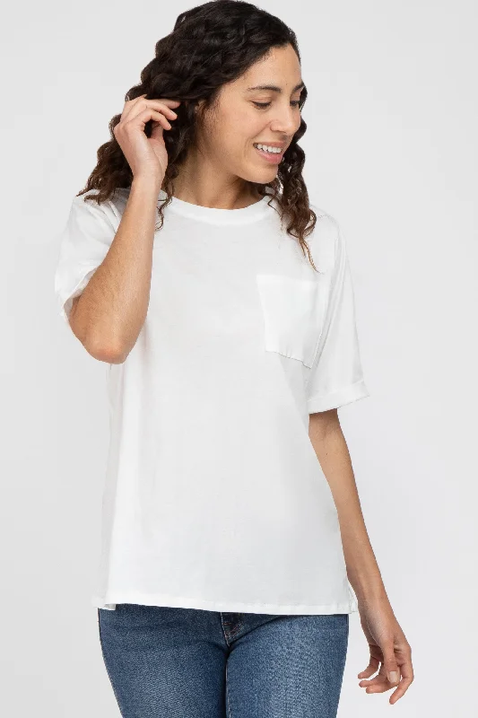 Windproof tankWhite Oversized Pocket Front Short Sleeve Top