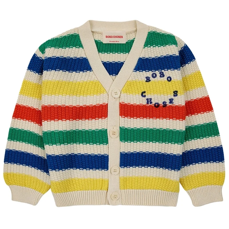 Knit cardiganBobo Choses Multicolor Stripes Cardigan Round Neck Green