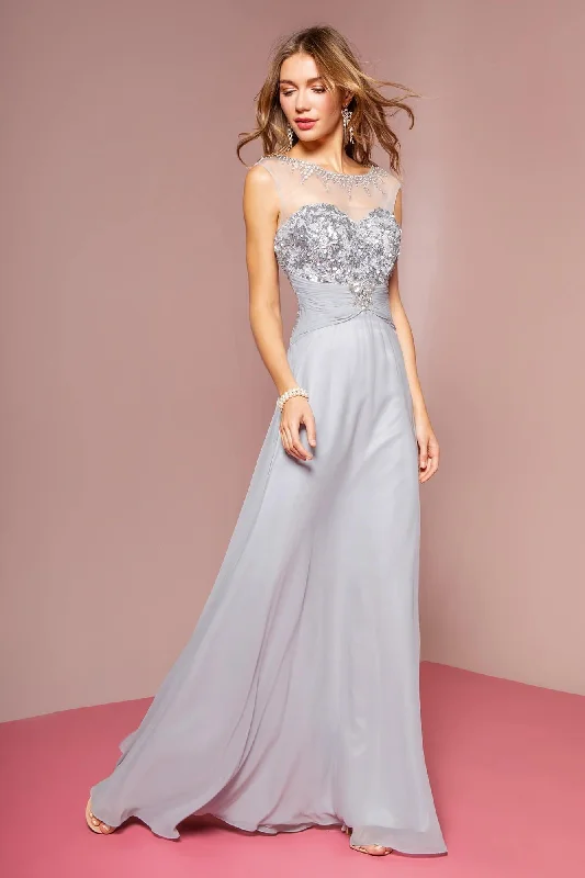 TightsuitSequin Embellished Chiffon Long Prom Dress