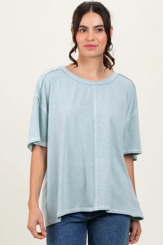 Lightweight jacketMint Solid Tri-Blend Short Sleeve Tunic Top