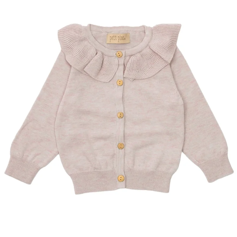 Kids’ cardiganPetit Piao Light Rose Melange Collar Knit Cardigan