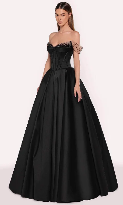 TighthugTarik Ediz 98741 - Bead Trimmed Taffeta Gown