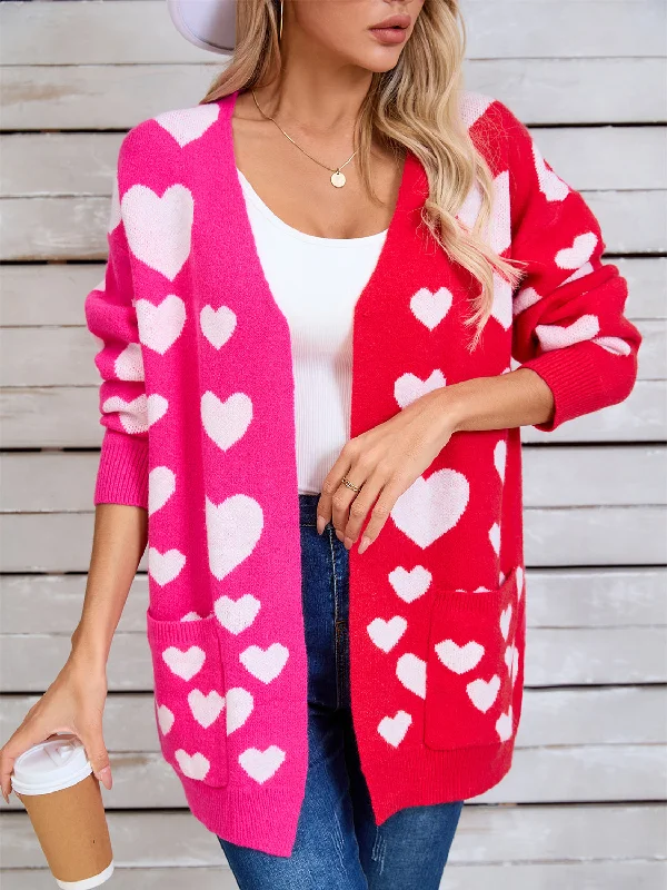 Off-Shoulder Knit TopsAngel Wings Heart Open Front Long Sleeve Cardigan