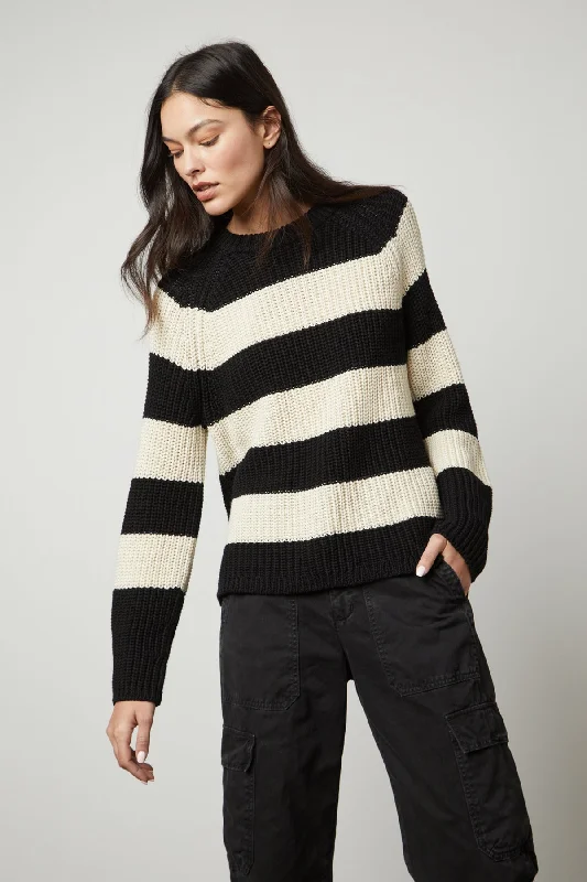 Tasseled Knit TopsCIARA STRIPED CREW NECK SWEATER