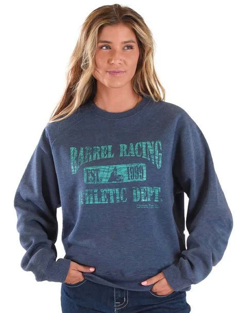 Beaded Knit TopsCowgirl Tuff Womens Barrel Racing Blue Poly/Rayon Sweatshirt