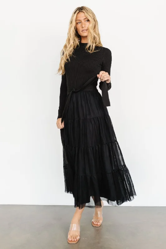 Fishing Knit TopsDemi Sweater Tulle Dress | Black