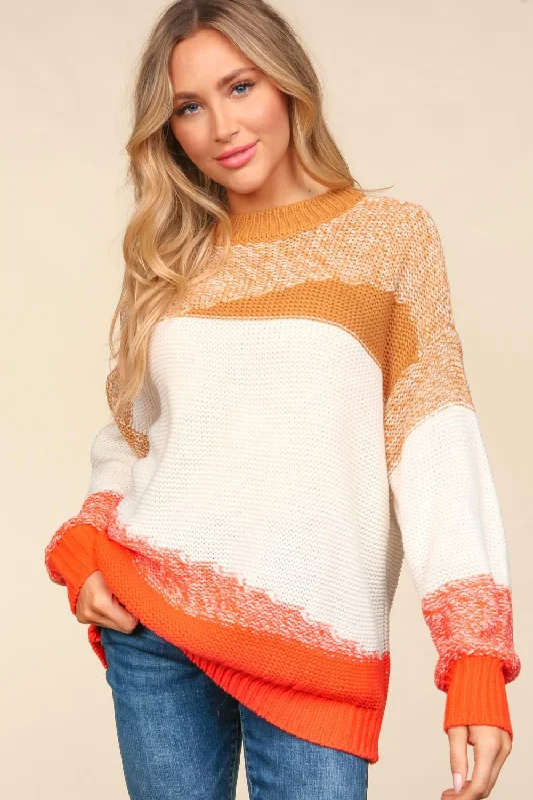 Logo Knit TopsHaptics Color Block Long Sleeve Sweater