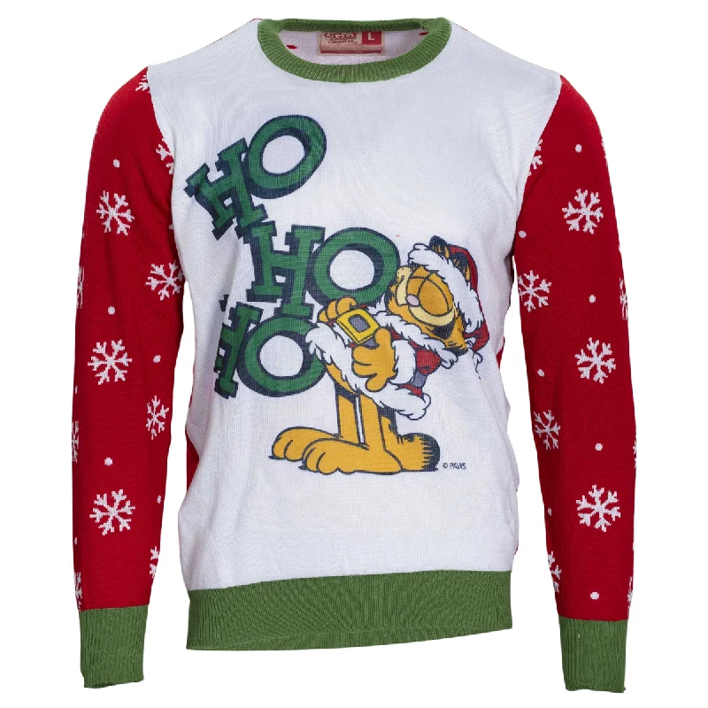 Scoop Neck Knit TopsGarfield Santa "HO HO HO" Ugly Christmas Sweater