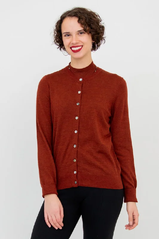 Zippered Knit TopsKitten Cardigan, Bronze, Merino Wool