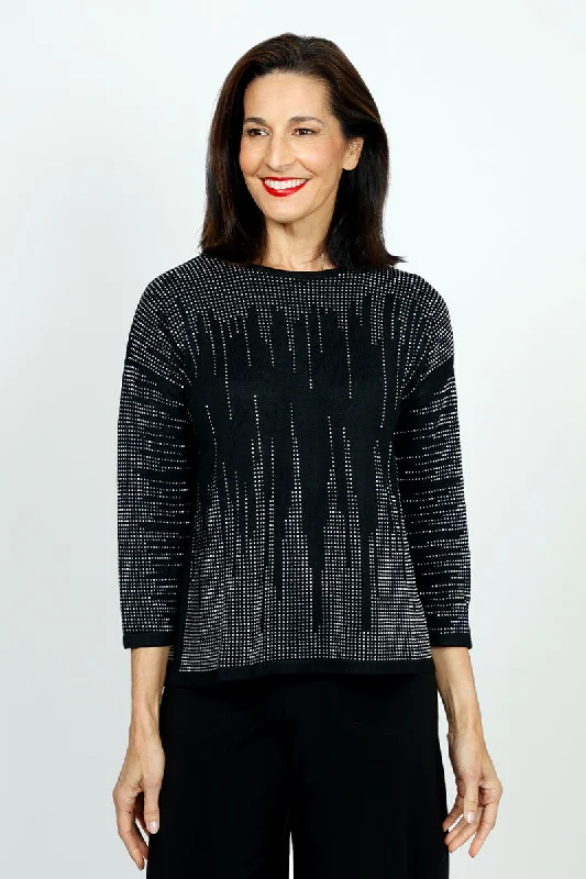 Graphic Knit TopsMetric Cascading Sequin Sweater