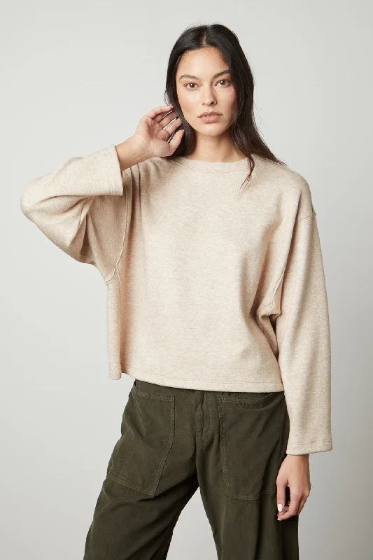 Tasseled Knit TopsNIA DOUBLE KNIT CROPPED CREW