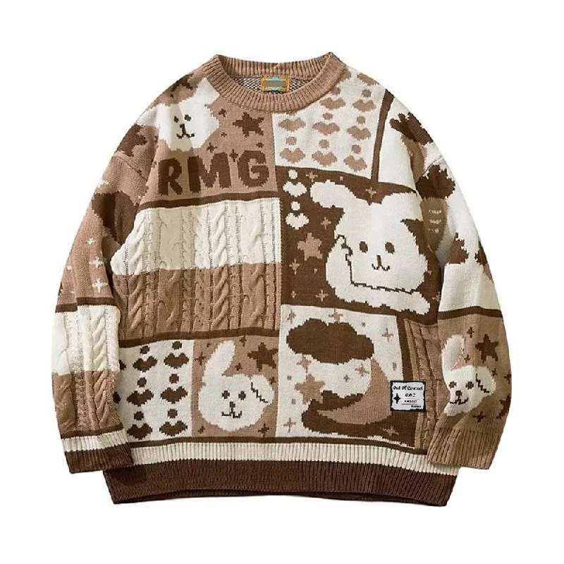 Layered Knit TopsOOC' Cute Bunny Stitching Sweater