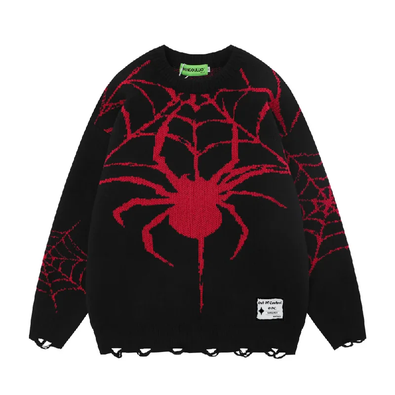 Skateboard Knit TopsOOC' High Street Spider Contrast Sweater