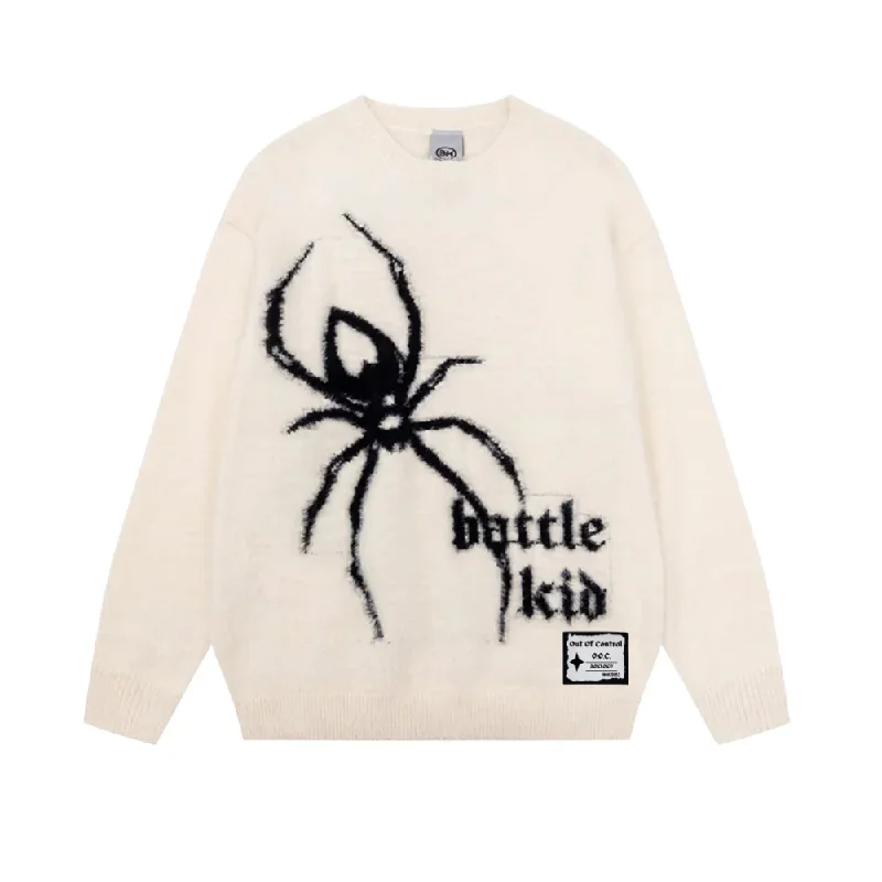 Hooded Knit TopsOOC' High Street Spider Jacquard Fleece Sweater