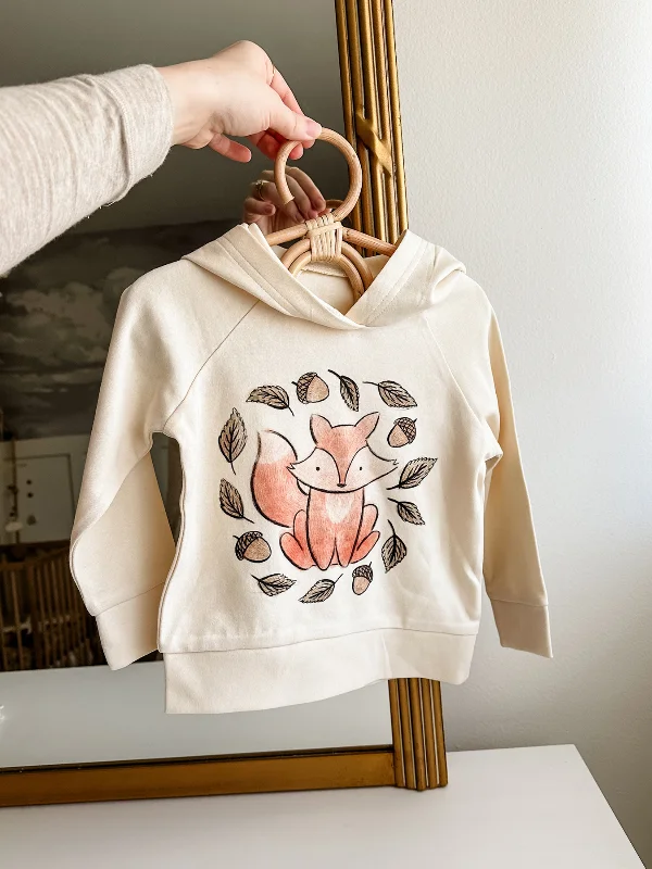 Collaborative Knit TopsOrganic Printed Raglan Hoodie, Foxy