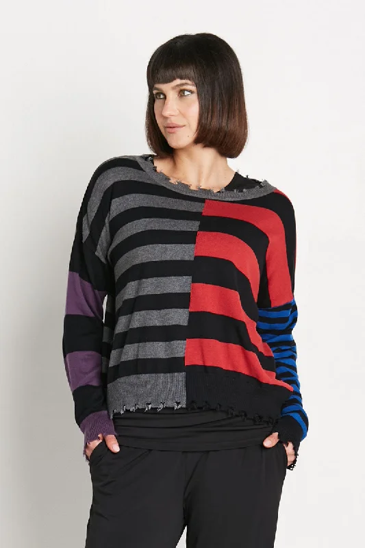 Streetwear Knit TopsPlanet Mixed Stripes Sweater