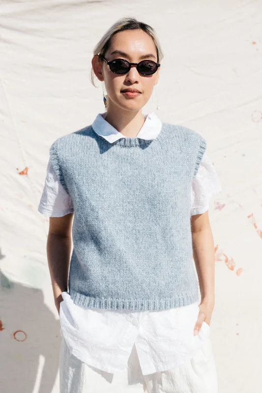 Longline Knit TopsSabine Sweater Vest- Powder