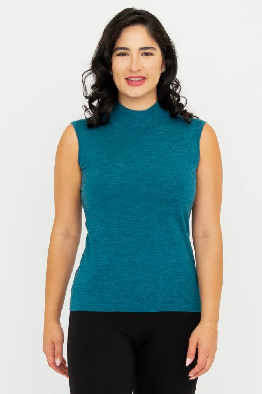 Embellished Knit TopsRita Sweater, Teal, Merino Wool