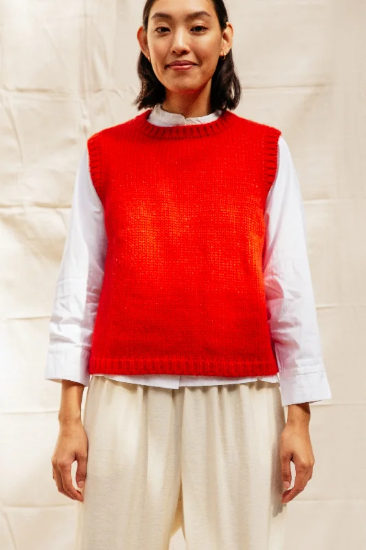 Spring Knit TopsSabine Sweater Vest- Habanero