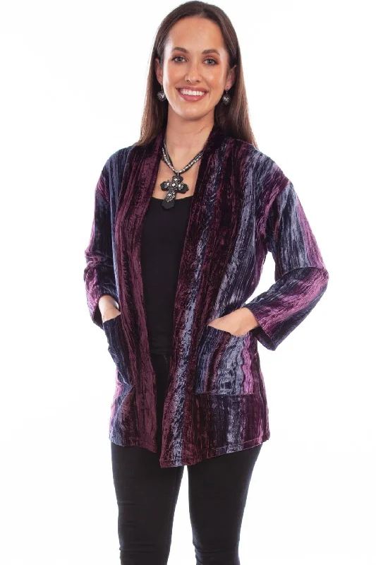 Metallic Knit TopsScully Womens Two Pockets Plum Nylon Viscose Cardigan Sweater