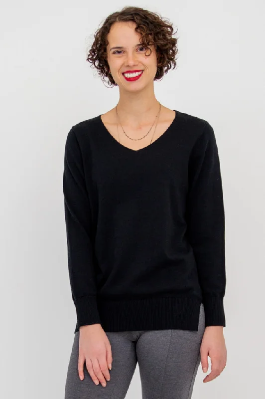 Punk Knit TopsTiff Sweater, Black, Cotton