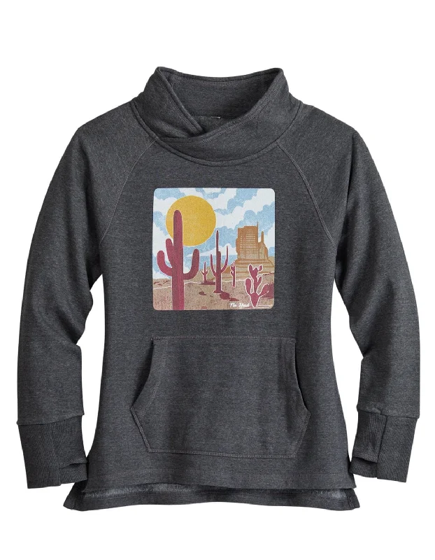 Travel Knit TopsTin Haul Womens Desert Scenery Grey Cotton Blend Pullover Sweater