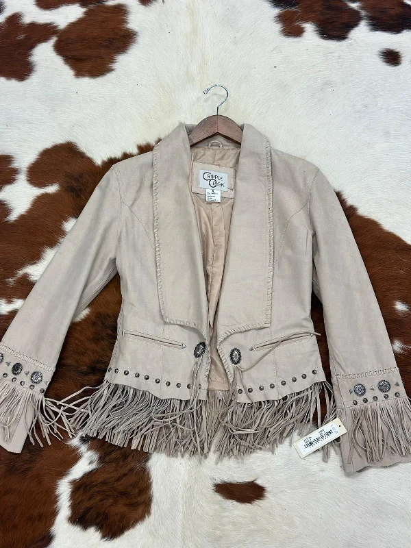 CRIPPLE CREEK JACKET GENUINE LEATHER BROWN ON FRINGE