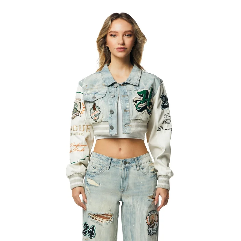 Festival JacketsCropped Varsity Jean Jacket - Leo Blue