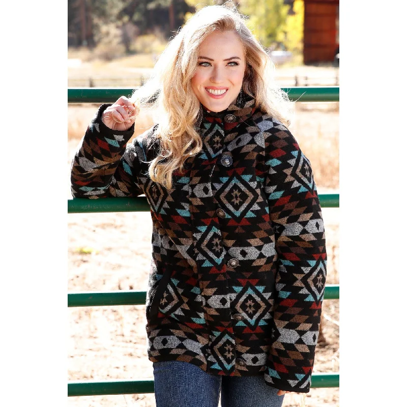 Logo JacketsCruel Women's Black Southwestern Tweed Jacket