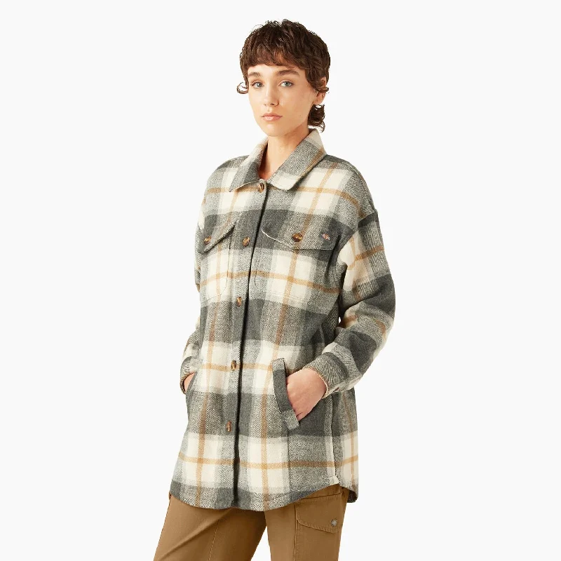 Metallic JacketsDickies Women's Flannel Oversized Plaid Shirt Jacket