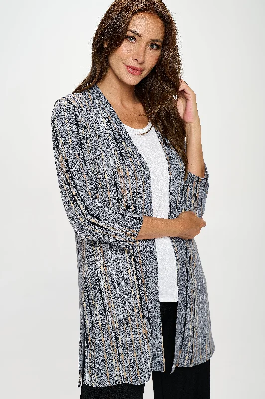 Ribbed Cuff JacketsITY Duster Jacket Quarter Sleeve Print-471HT-QRP1-W399